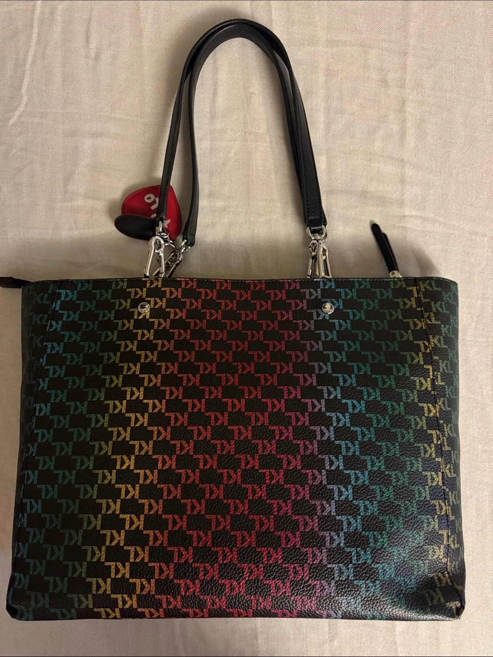 Karl Lagerfeld Rainbow KL Logo Tote with Black Handles